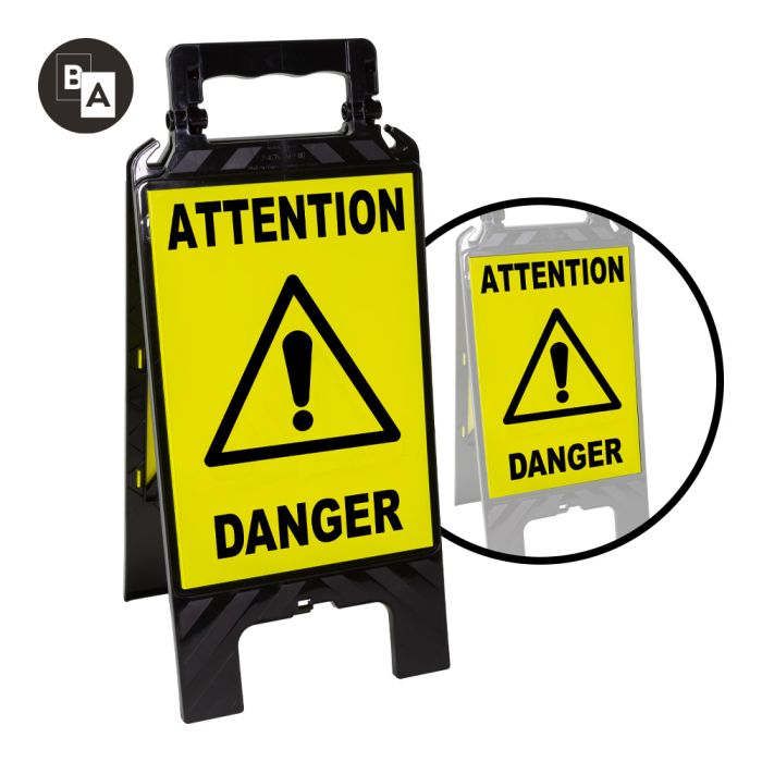 Chevalet modulable noir - Attention Danger avec logo - Novap