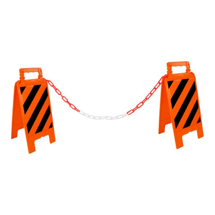 Kit Chevalet hachurés Orange Fluo/Noir + 5m de chaine Ø6mm - Novap