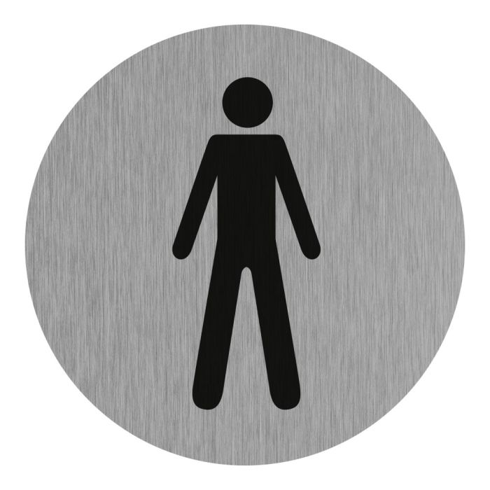 Plaquette de porte Toilettes Homme - Aluminium brosse Ø75mm - Novap