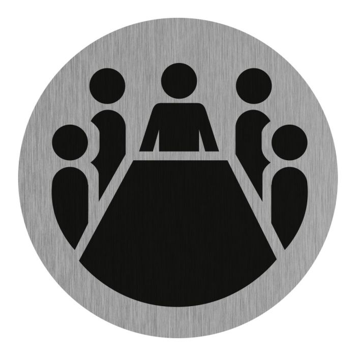 Plaquette de porte Salle de conférence - Aluminium brosse Ø75mm - Novap