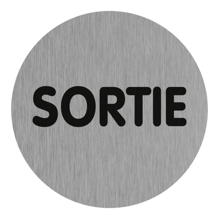 Plaquette de porte Sortie (texte) - Aluminium brosse Ø75mm - Novap