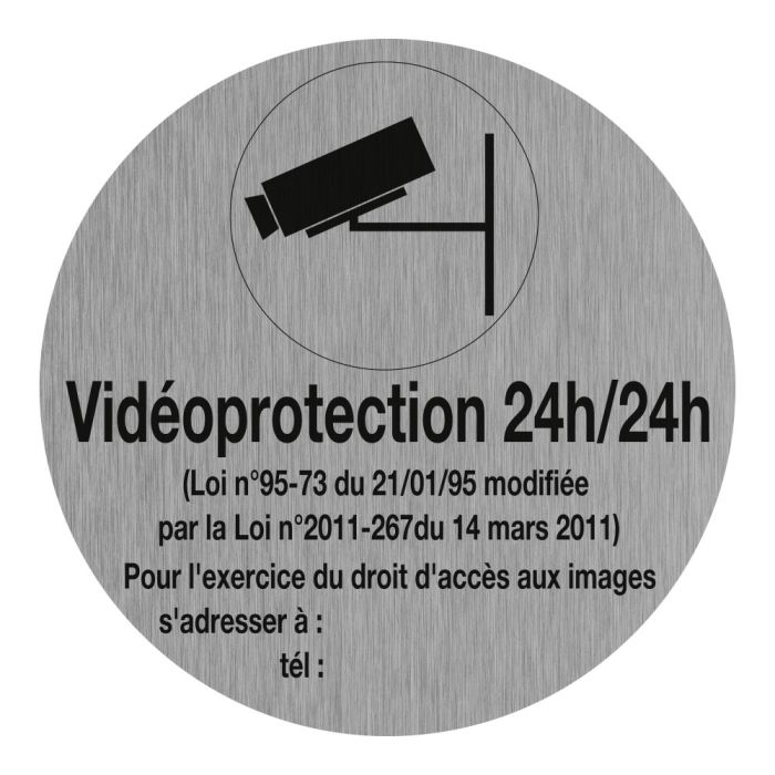 Plaquette de porte surveillance vidéo - Aluminium brosse Ø75mm - Novap