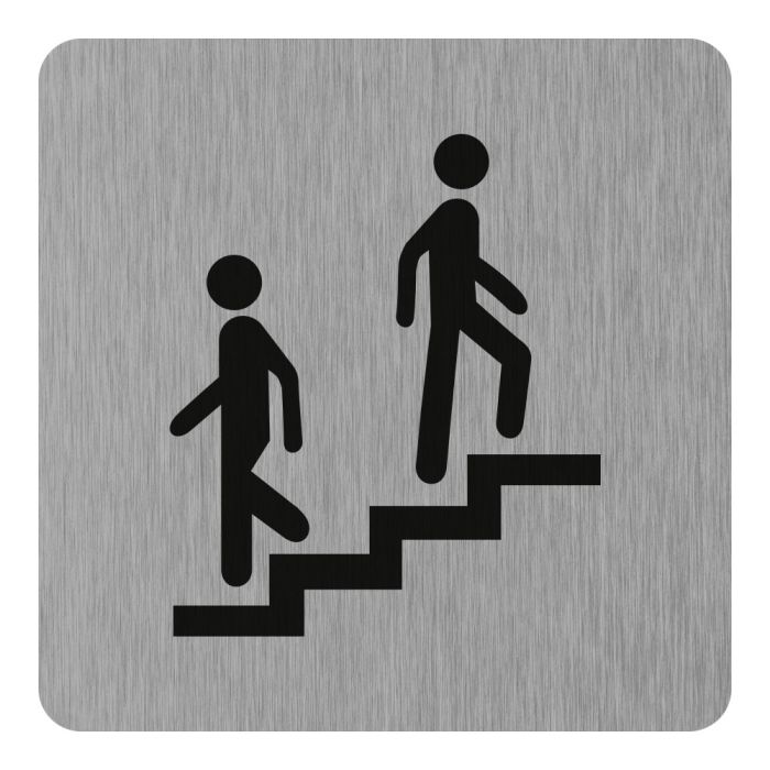 Plaque de porte Escalier - Aluminium brosse 100x100mm - Novap