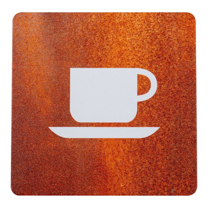 Plaque de porte alu effet rouille - Café - Novap