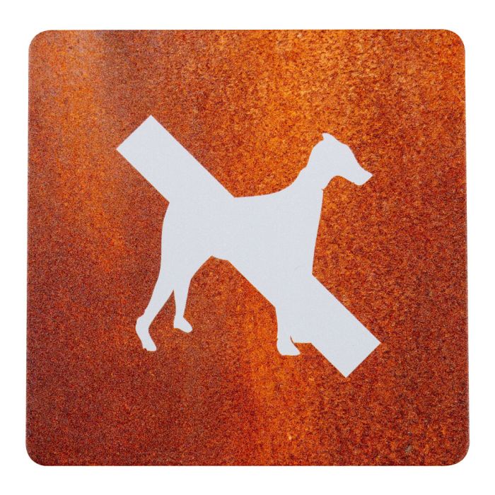 Plaque de porte alu effet rouille - Interdit aux chiens - Novap