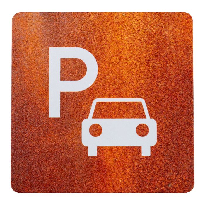 Plaque de porte alu effet rouille - Parking - Novap