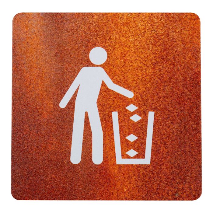 Plaque de porte alu effet rouille - Poubelle - Novap