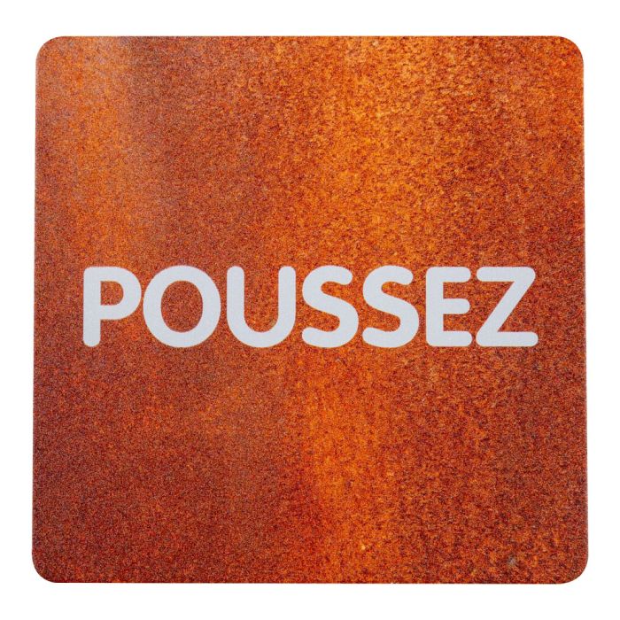 Plaque de porte alu effet rouille - Poussez - Novap