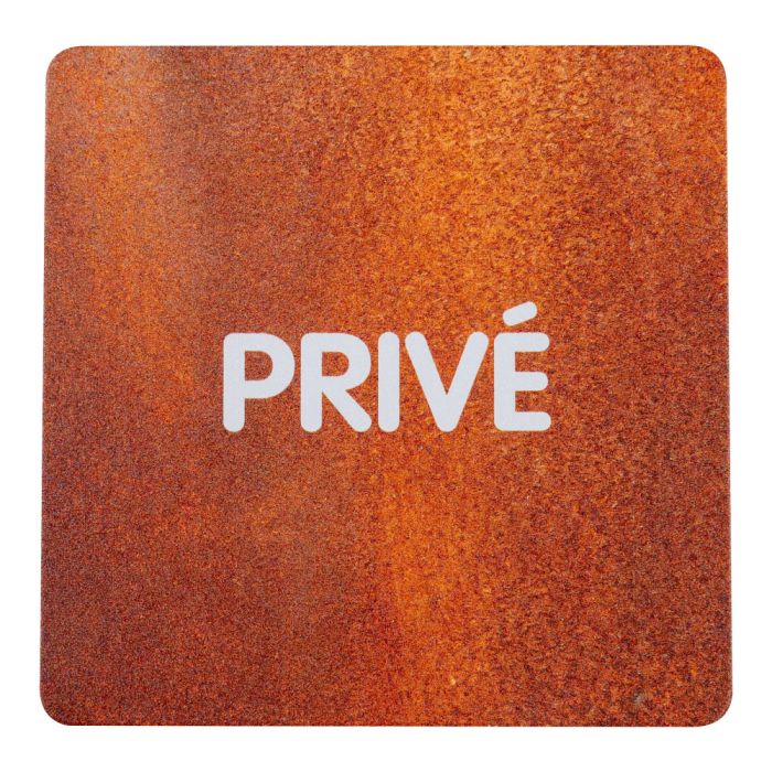 Plaque de porte alu effet rouille - Privé - Novap