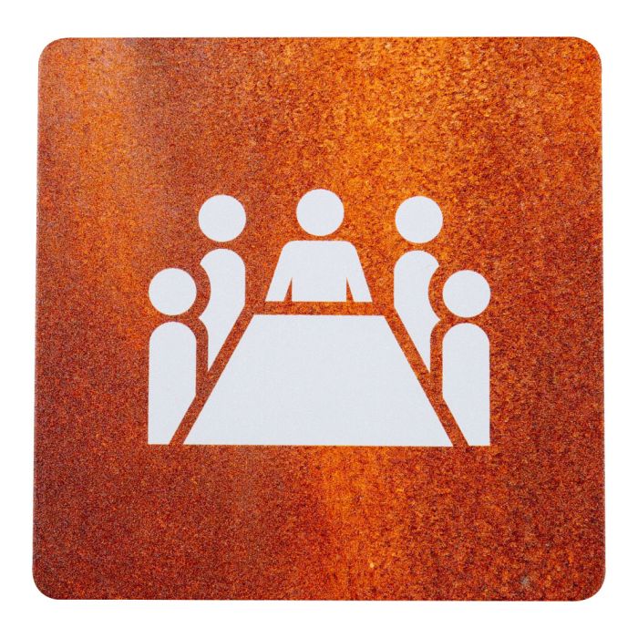 Plaque de porte alu effet rouille - Salle de conférence - Novap