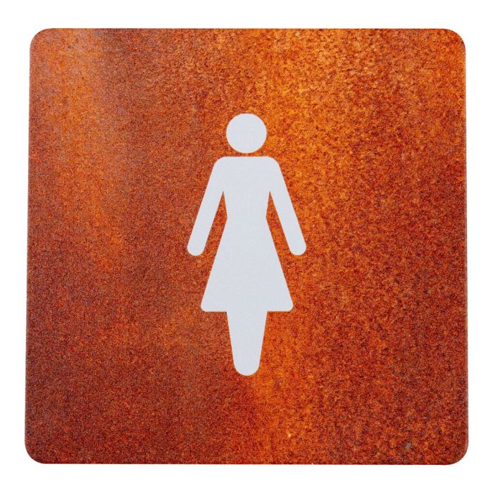 Plaque de porte alu effet rouille - Toilettes femmes - Novap