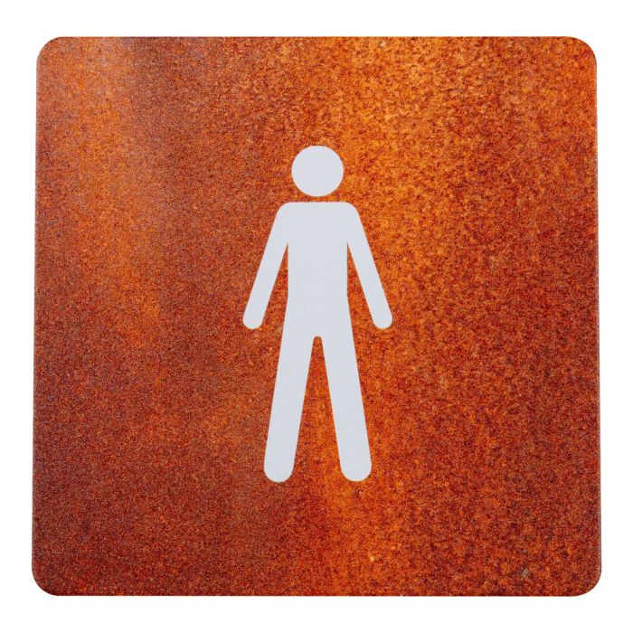 Plaque de porte alu effet rouille - Toilettes homme - Novap