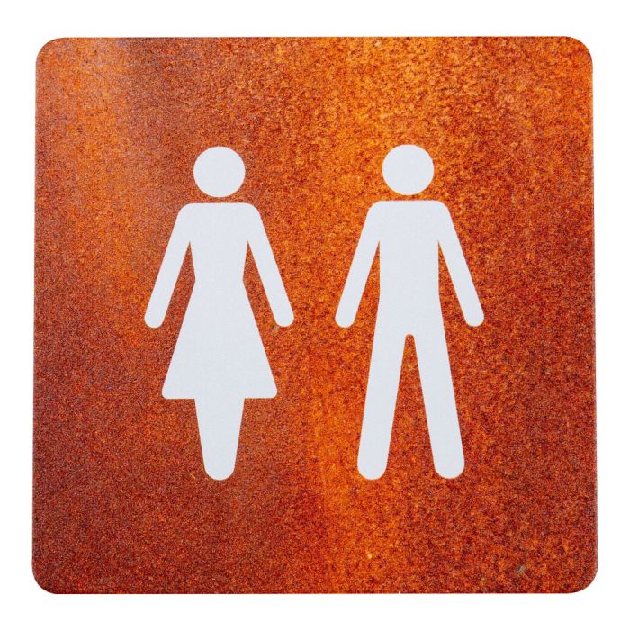 Plaque de porte alu effet rouille - Toilettes H/F - Novap