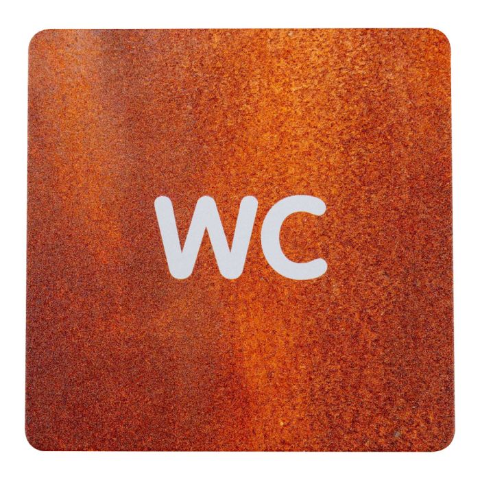 Plaque de porte alu effet rouille - WC - Novap