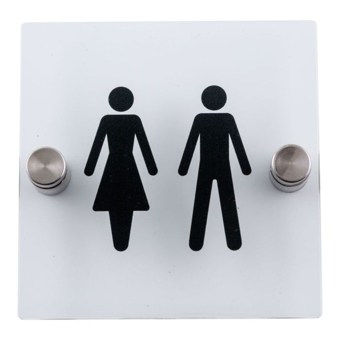 Plaque de porte transparente - Toilettes hommes femmes - Novap