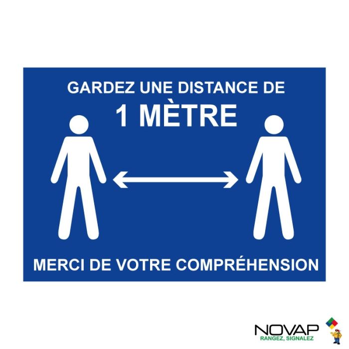 Panneau Garder une distance de 1 mètre - A4 - Novap