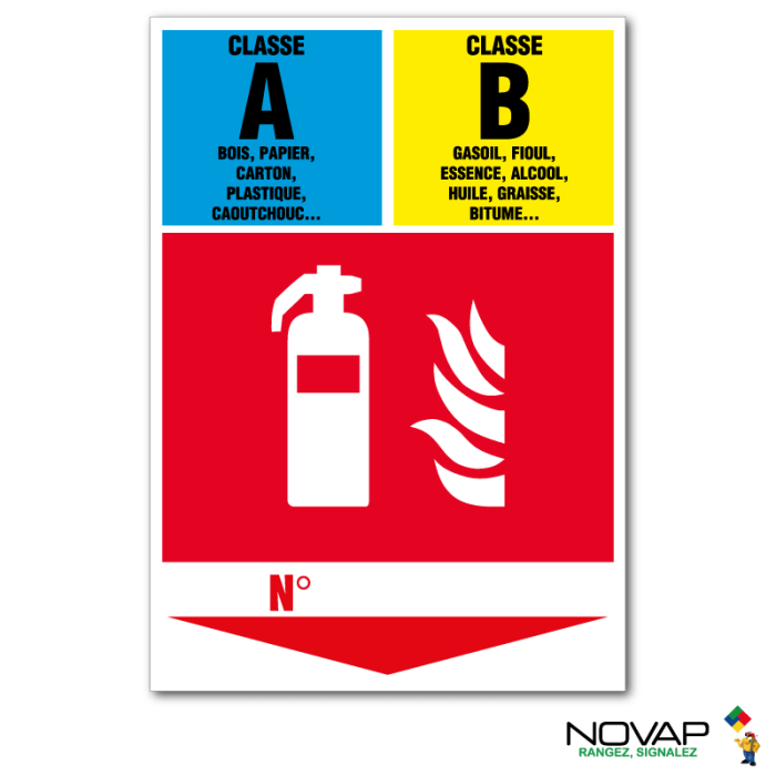 Panneau Extincteur classe AB - Rigide A5 | Novap