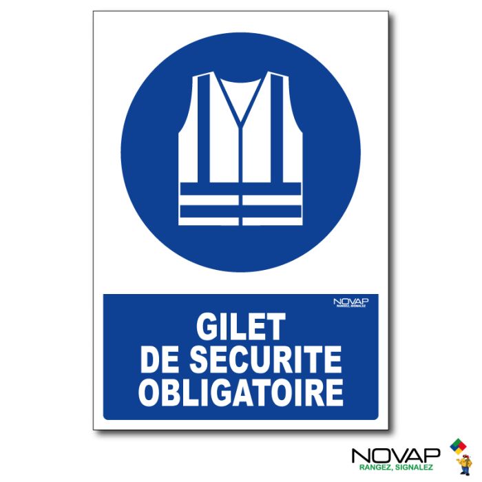 Panneau Gilet de sécurité obligatoire - Rigide A5 - Novap