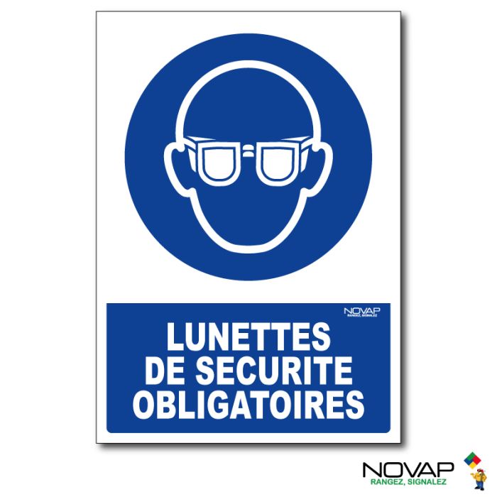 Panneau Lunettes de sécurité obligatoires - Rigide A5 - Novap
