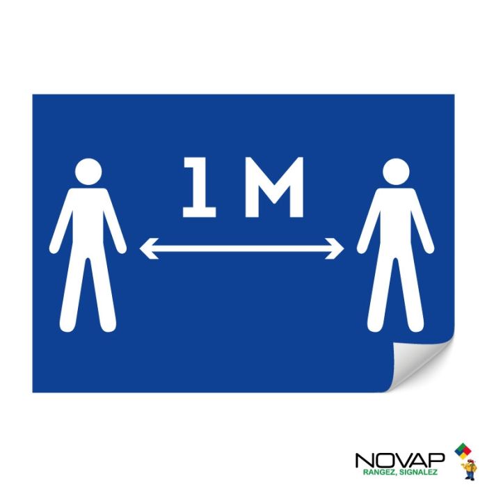 Panneau 1 mètre - Bleu - Adhésif A4 - Novap