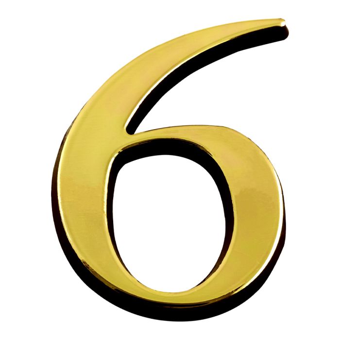 Chiffre 6 en relief autocollant - Or - Novap