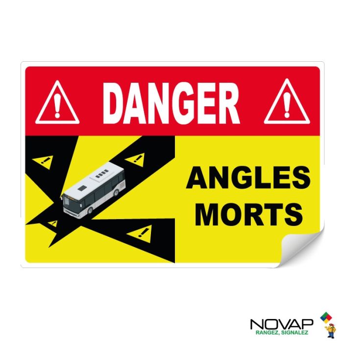 Panneau Angles morts pour camion - Adhésif - Haute visibilité - 250 x 170 mm - Novap