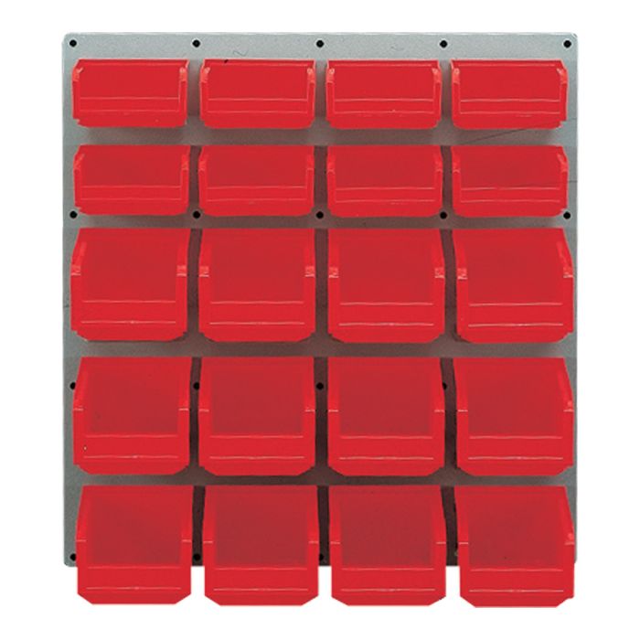 Panneau mural équipé de 8 bacs 0 3L et 12 bacs 1L rouges - Novap