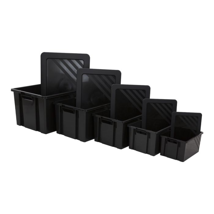 Boite de rangement Novabac 6 au 54 Litres Noir + les couvercles - Novap