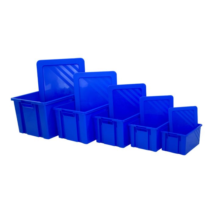 Boite de rangement Novabac 6 au 54 Litres Bleu roi + les couvercles - Novap