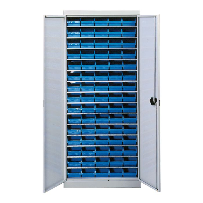 Armoire 14 tablettes avec portes équipée de bacs 1L - Novap