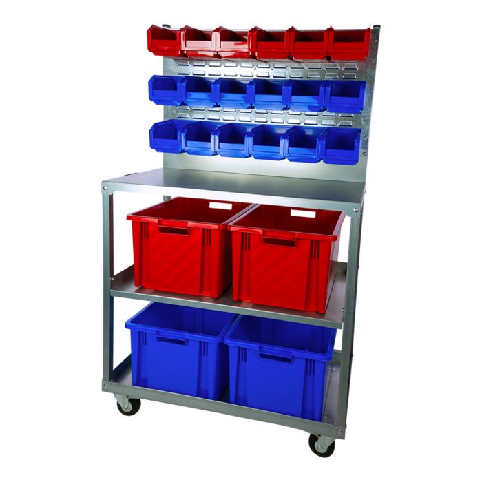 Desserte avec 4 Novabacs 54 litres + bacs à bec European : 18 x 3 litres -  Novap