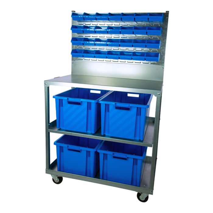 Desserte avec 4 novabacs 54 litres + bacs à bec Eco : 28 x 1 litre -  Novap