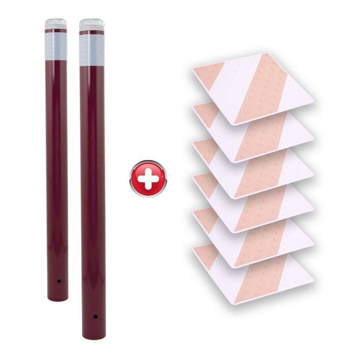 Kit Piétons - Tubes Bordeaux - Dalles Ivoire/Blanc - Novap