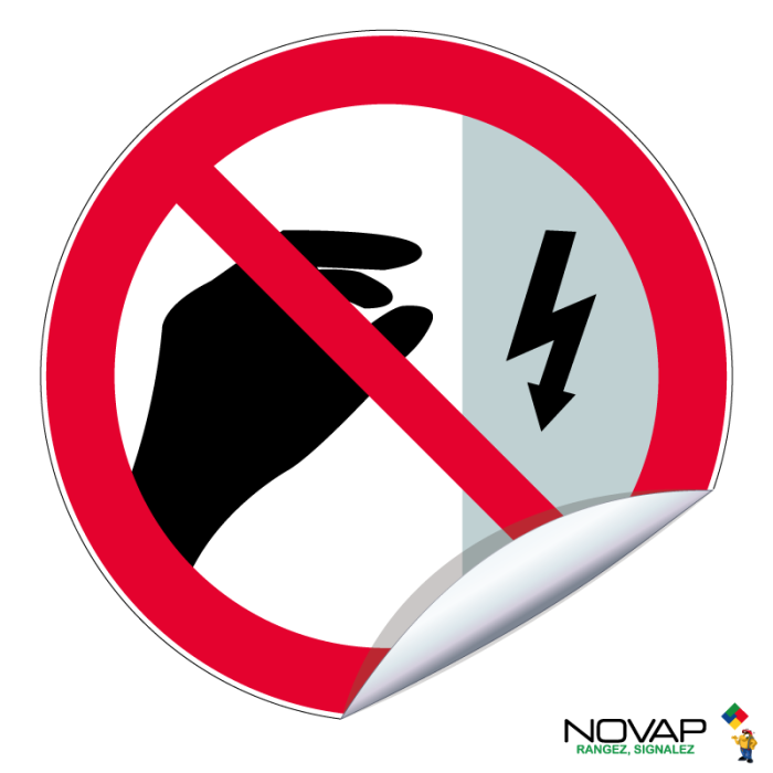 Adhésifs Interdit de toucher boîtier sous tension - Novap