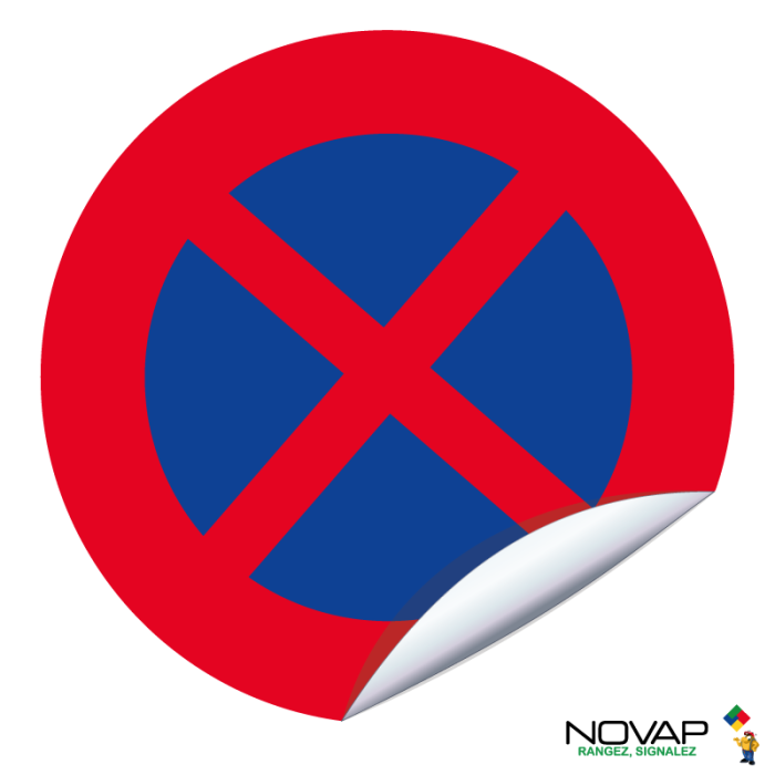 Panneau Défense de s’arrêter et de stationner - Vinyle adhésif Ø300mm - Novap