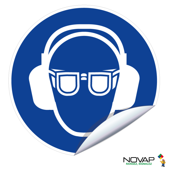 Adhésifs Obligation de porter des lunettes et un casque anti-bruit - Novap