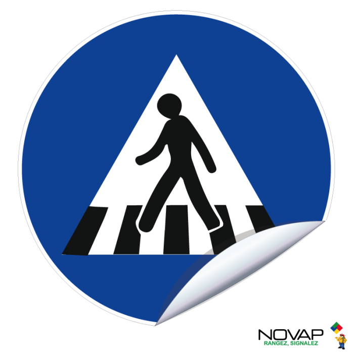 Panneau Passage piétons - adhésif Ø300mm - Novap