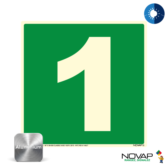 Panneau photoluminescent N°1 - Alu 200x200mm - Novap