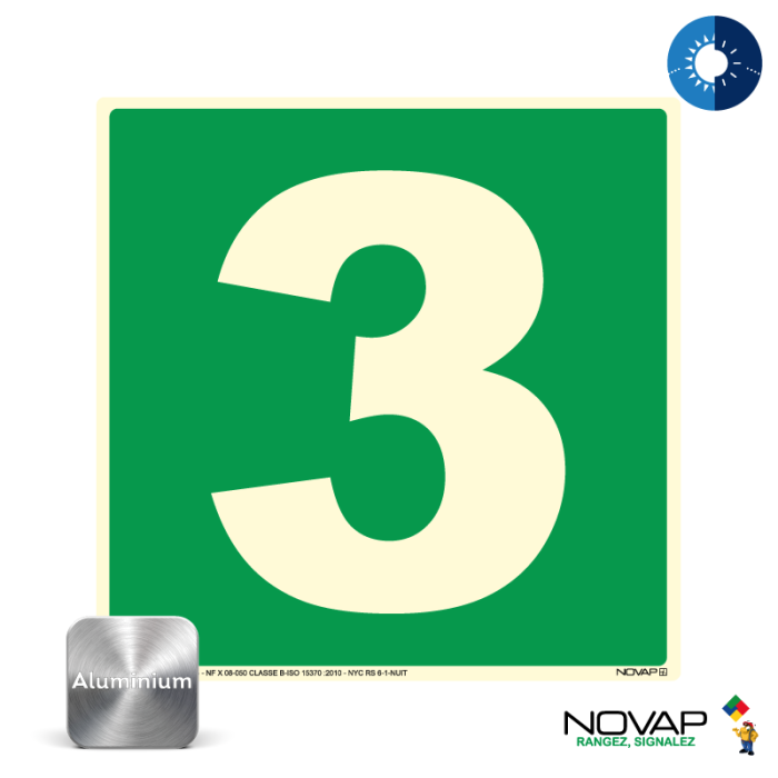 Panneau photoluminescent N°3 - Alu 200x200mm - Novap