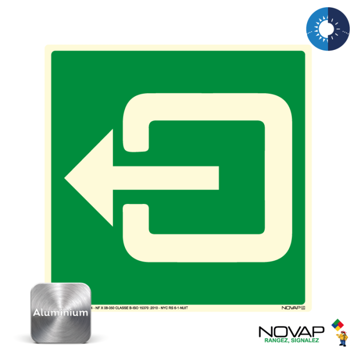 Panneau photoluminescent Sortie - Alu 200x200mm - Novap