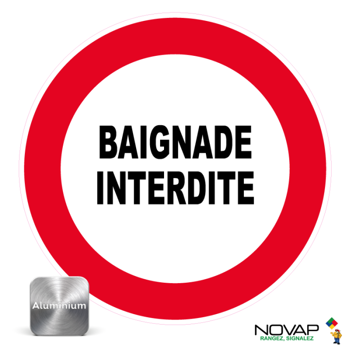 Panneau Aluminium Baignade interdite - Novap