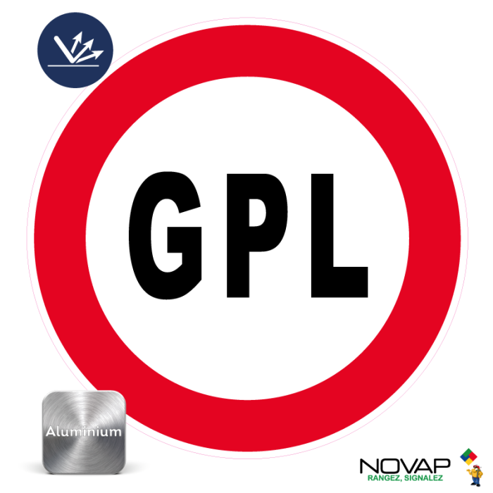 Panneau Interdit aux GPL - Classe B - Alu Ø300mm - Novap