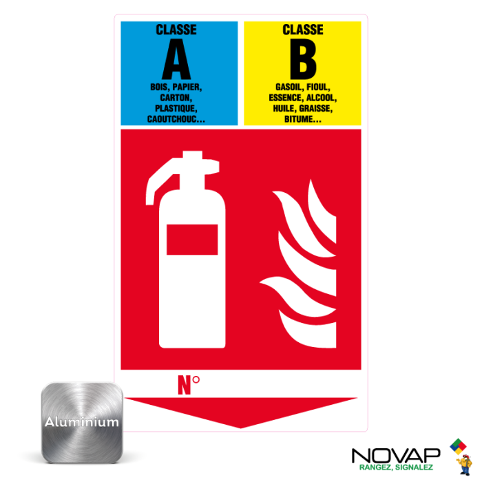 Panneau Extincteur Classe AB- Alu 330x200mm - Novap
