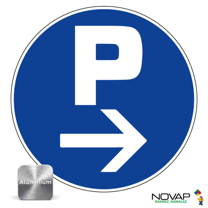 Panneau Parking à droite - Alu Ø450mm - Novap