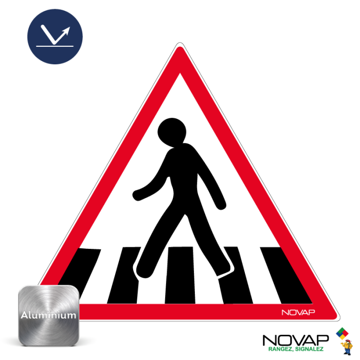 Panneau Passage piétons - Classe 1 - Alu triangle 300mm - Novap