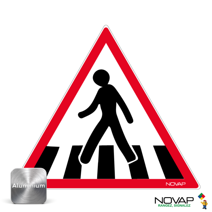 Panneau Passage piétons - Alu triangle 300mm - Novap