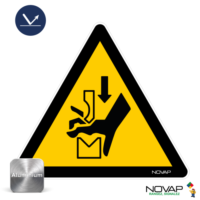 Panneau Danger écrasement de la main dans une presse plieuse - Classe 1 - Novap