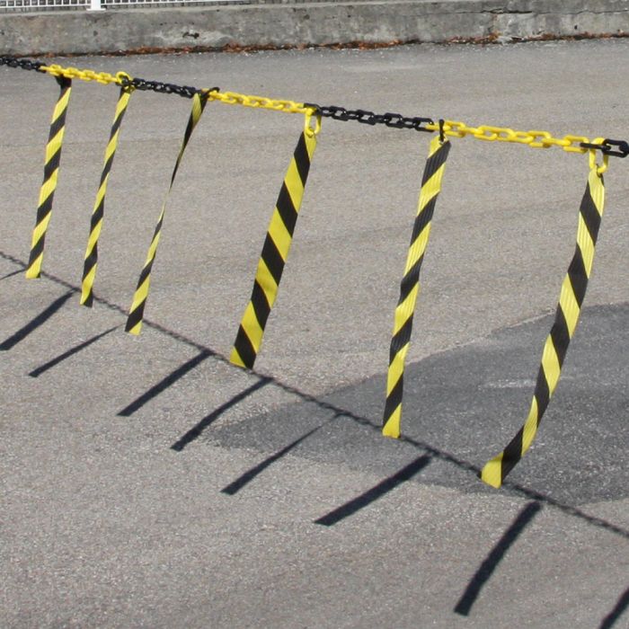 Barrières de chaînes Ø 6mm avec Rubans Hachurés - Jaune/Noir - Novap