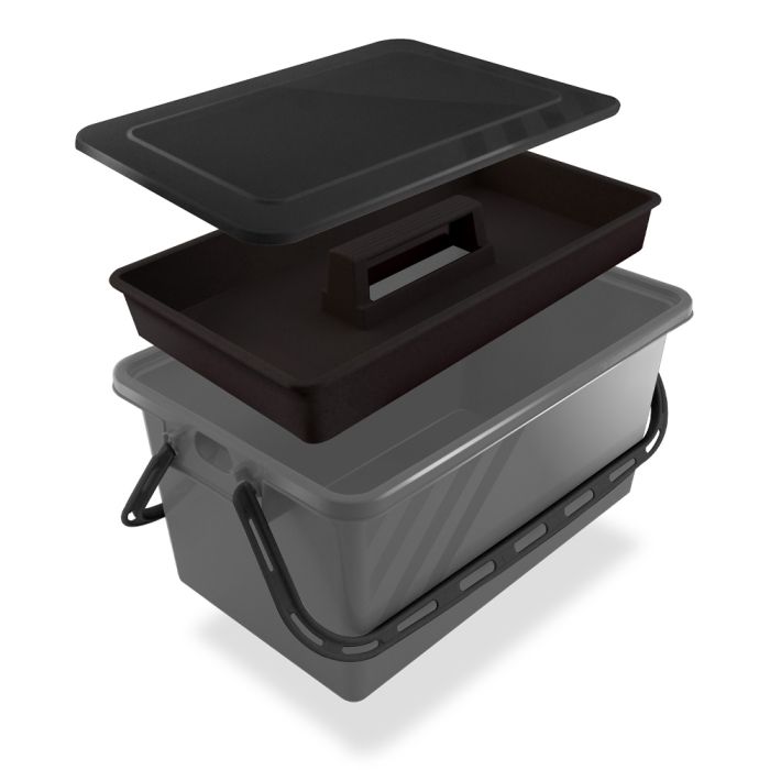 Boite de rangement 10 17 ou 24 L Gris - couvercle noir - SERATOU - Novap