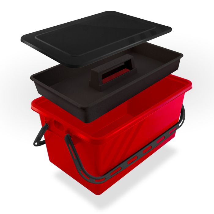 Boite de rangement 10 17 ou 24 L Rouge - couvercle noir - SERATOU - Novap